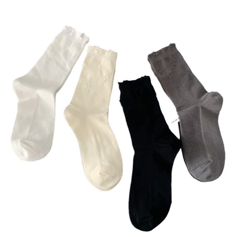 Mesh Breathable Perforated Socks, Anti-pilling Pile Socks, Versatile and Personalized Style, Mid-calf Socks for The School