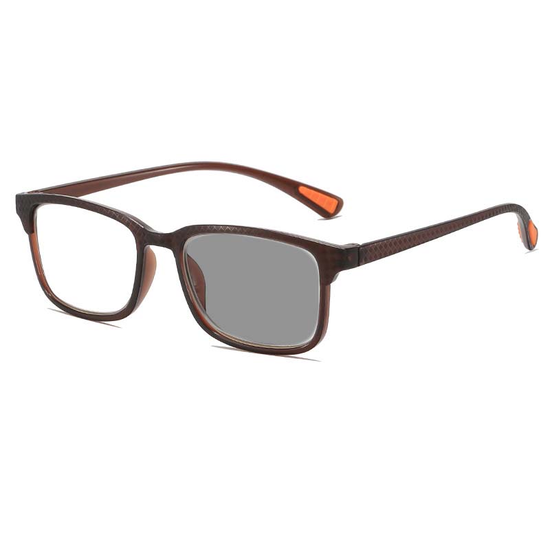 Fashion Color Changing Reading Glasses Ultralight Square Frame Anti Blue Light Photochromic Eyeglasses Uv Protective Sunglasses