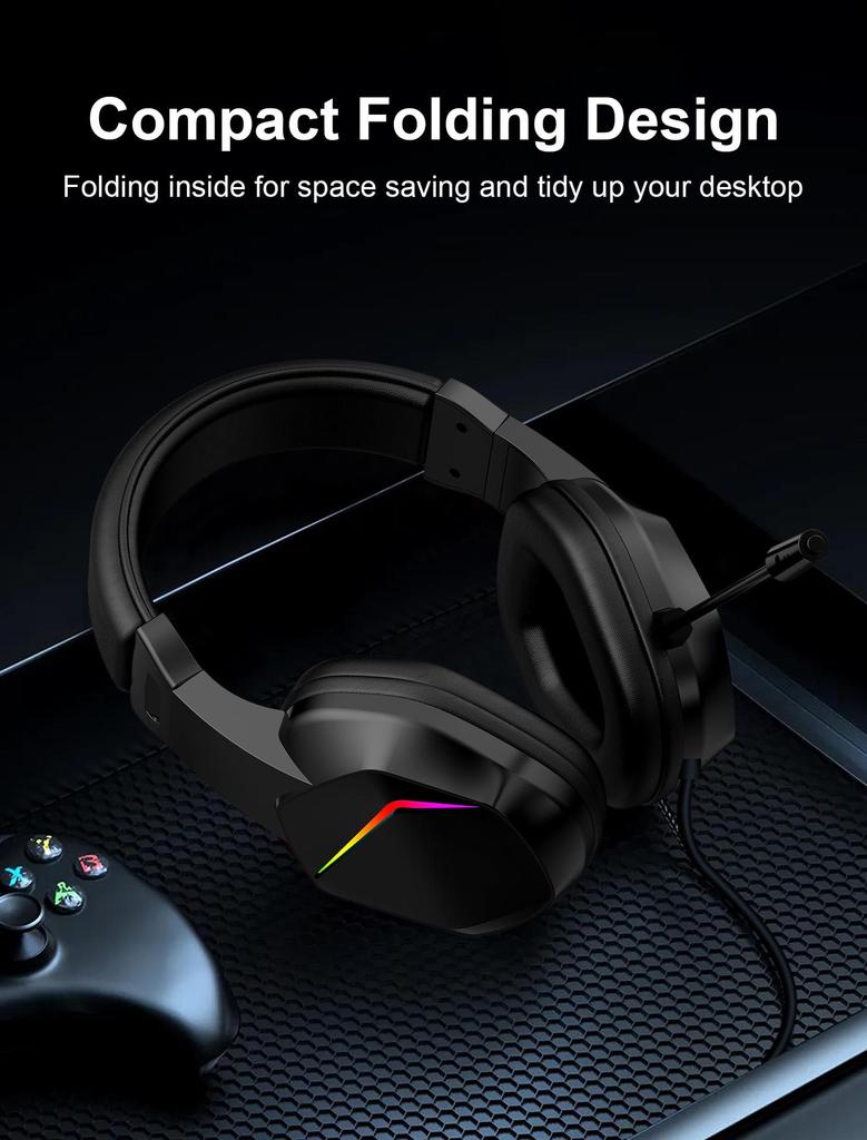 2.4G Bluetooth Luminous Gaming Headset with USB Wireless Transmitter - Low Latency Esports Audio.