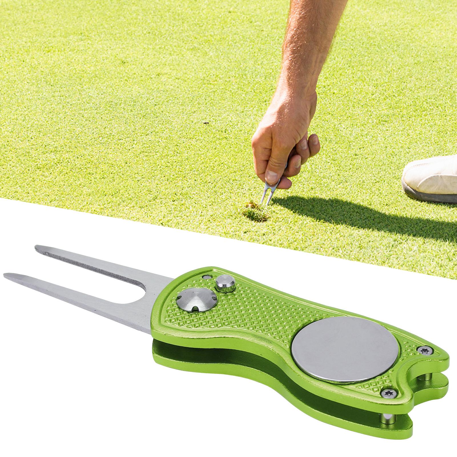 Stainless Steel Fork Metal Foldable Divot Putting Green Fork Divot Repair Tool