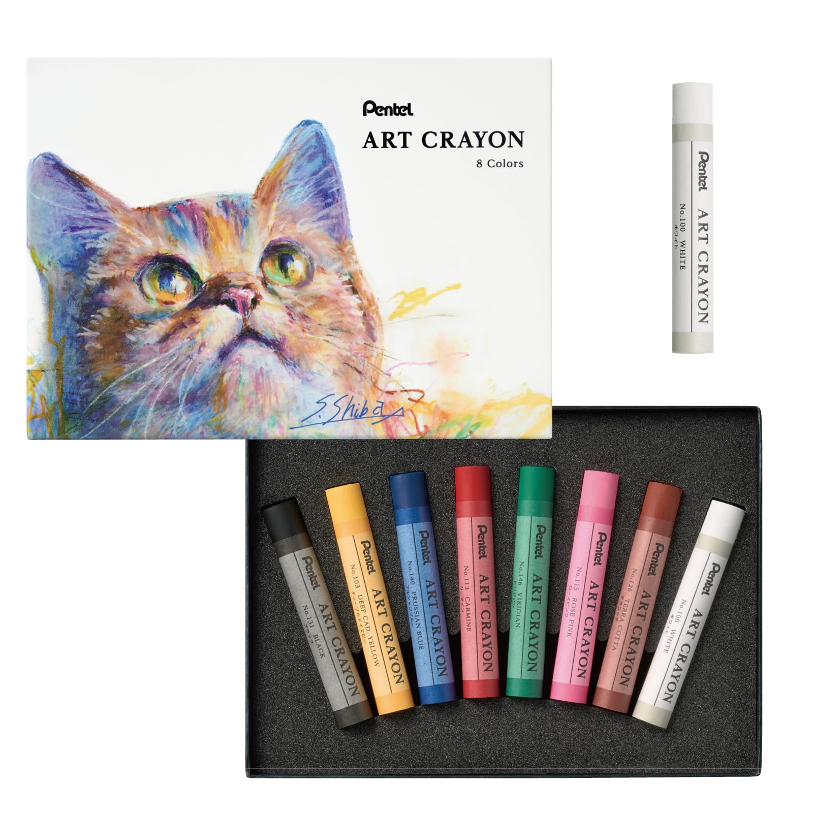 Pentel Art Crayons, 8-Color Set (1 White Crayon Included) AMZ-PTAC-8ST1
