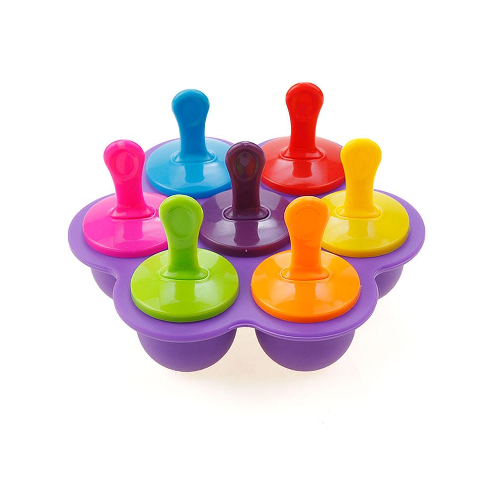 Silicone World 9/7 Holes Popsicle Silicone Molds DIY Ice Cream Pops Mold Ice Tray Children Fruit Shake Complementary Food Box