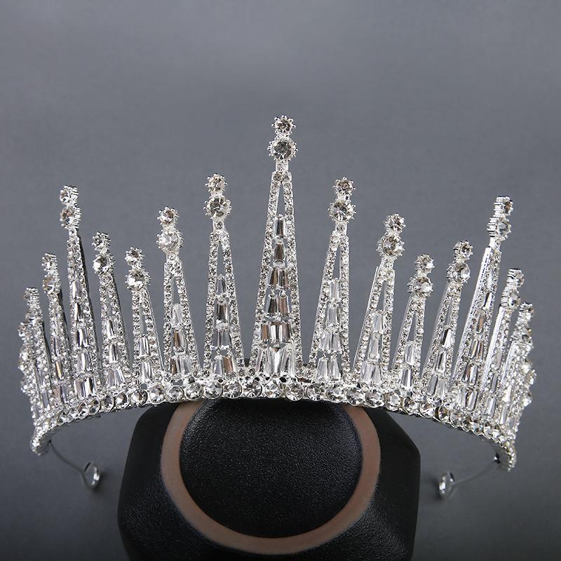 New Round Bridal Crown European and American Baroque Rhinestone Crown Wedding Dress Crown Cake Crown