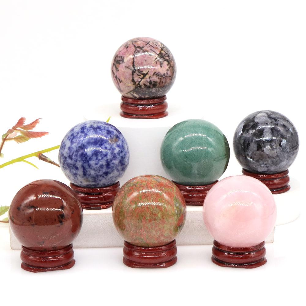 40mm Natursteine Amethyst Lapislazuli Reiki Heilkristalle Energie Chakra Massage Edelstein Kugel Heimdeko Handwerk Mit Ständer