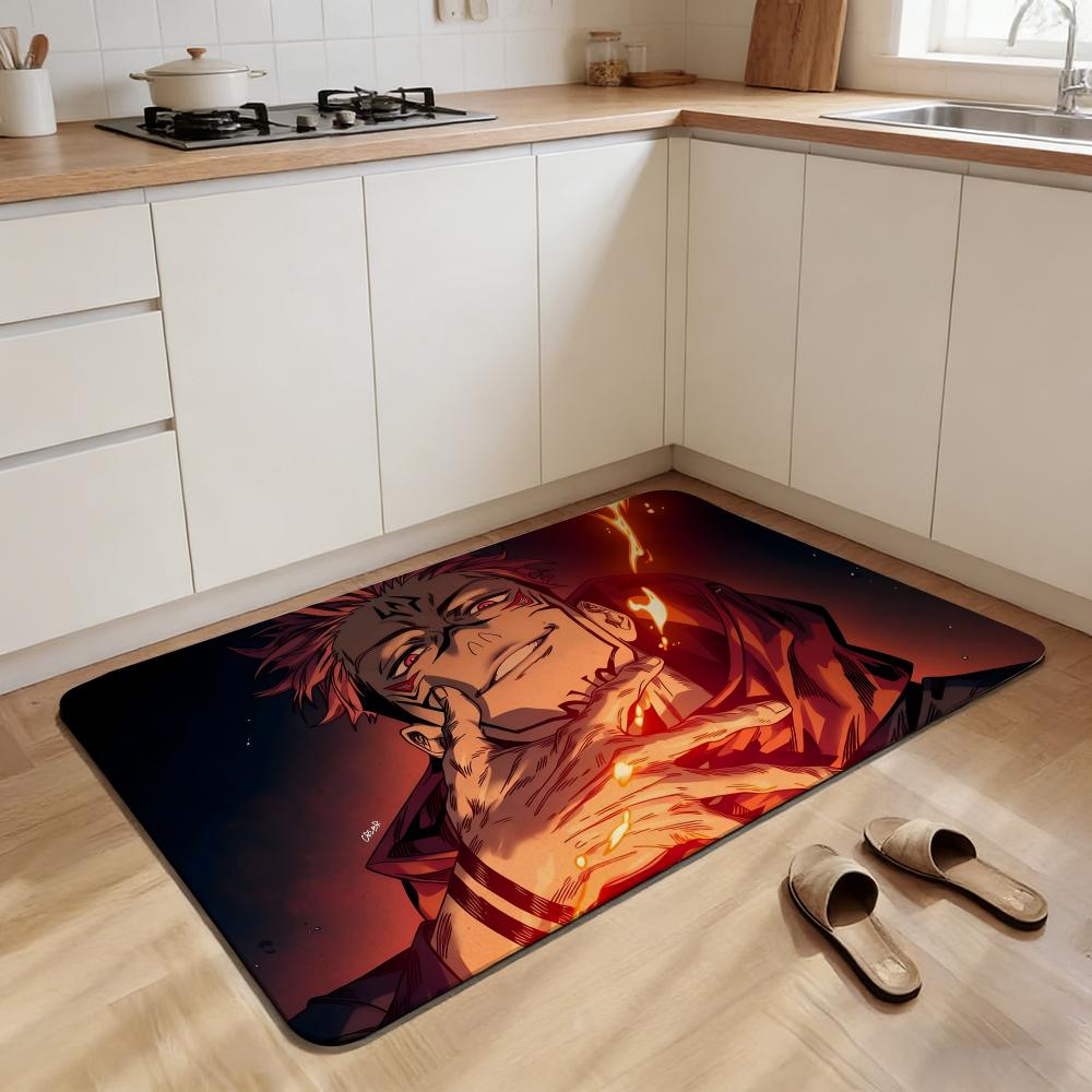 Cartoon Jujutsu Kaisen Floor Mat Non-slip Quick-dry Diatomaceous Earth Bath Mat, Absorbent Doormat