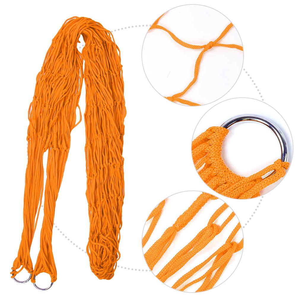 Comfortable Double Swing Hanging Bed Nylon Mesh Hammock for Outdoor Camping(orange)