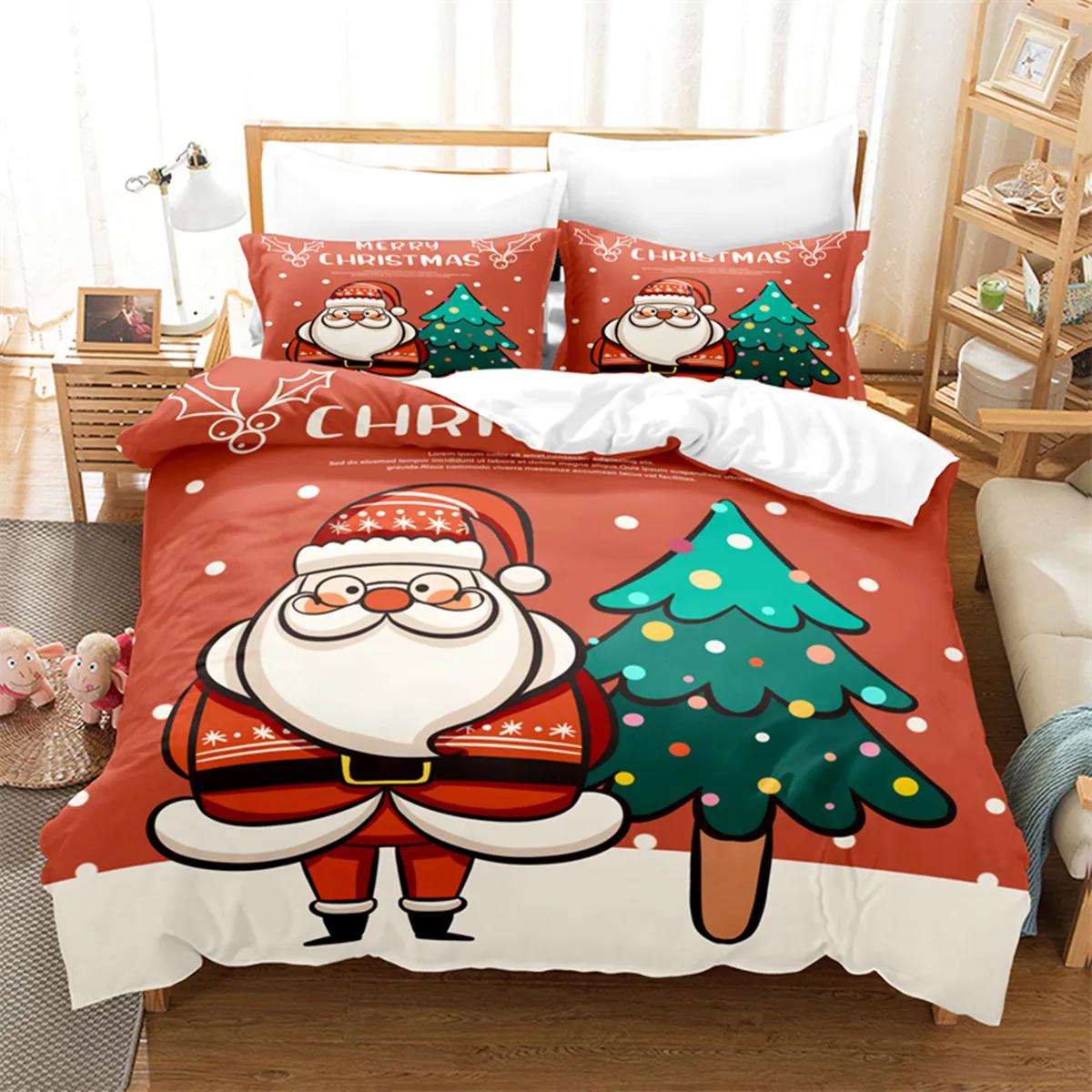 Мультяшный Рождественский Санта Клаус Отправляет Подарки Пододеяльник Цифровая Печать Рождественская Елка Модный Пододеяльник для Детей Мальчиков Девочек 70x133cm 2pcs