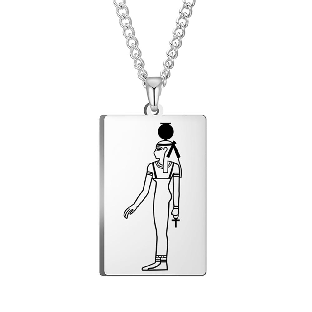Dawapara Ancient Egyptian Deity Pendant Necklace God Horus Anubis Goddess Isis Amulet Stainless Steel Jewelry