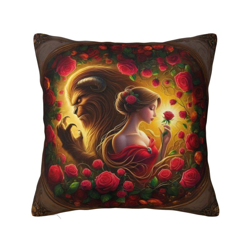 

Beauty And The Beast Cushion Covers 40x40cm Velvet Romantic Fantasy Song And Dance Movies Throw Pillow for Car Square Pillowcase 20x20Inch