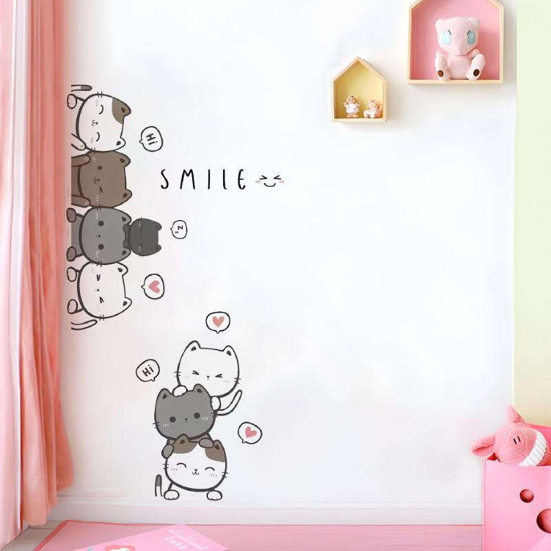1Pc Furniture Cartoon Cute Cat Wall Stickers For Door Home Decor Accessories Living Room Kids Room Decoration Wall Decal
