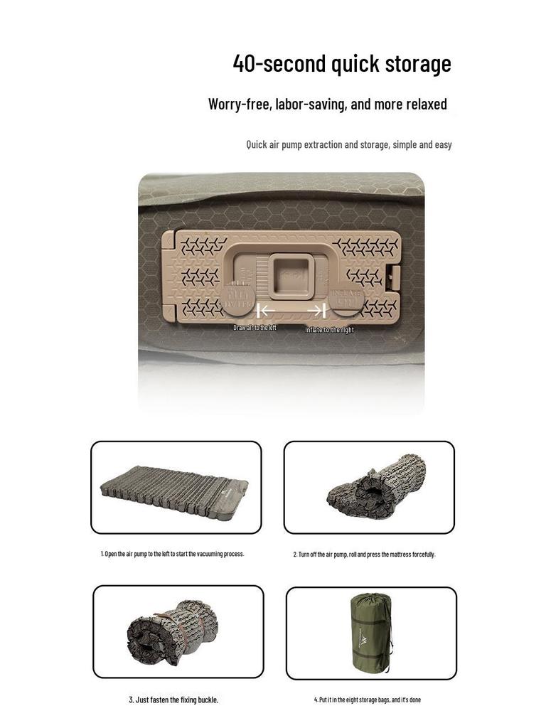 Mountain Outdoor Camping Inflatable Bed with Built-in Pump – Lightweight and Convenient Mattress