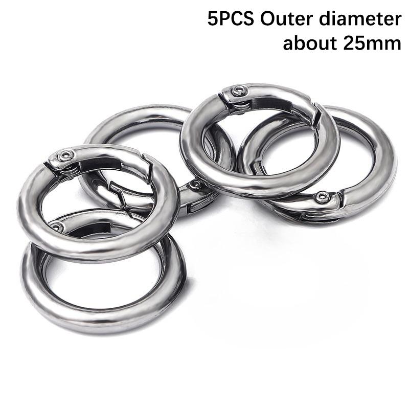5Pcs Alloy Spring Openable Keyring Round Spring Snap Hooks Carabiner Keychain Snap Ring Carabiner Diy Keychain Making Supplies