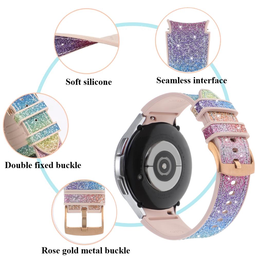 No Gaps Band For Samsung Galaxy Watch 7 40mm/44mm Glitter Gradient Color Bracelet Galaxy Watch7 FE 6 4 Classic/5 Pro 45mm 43mm 46/47mm Silicone Strap