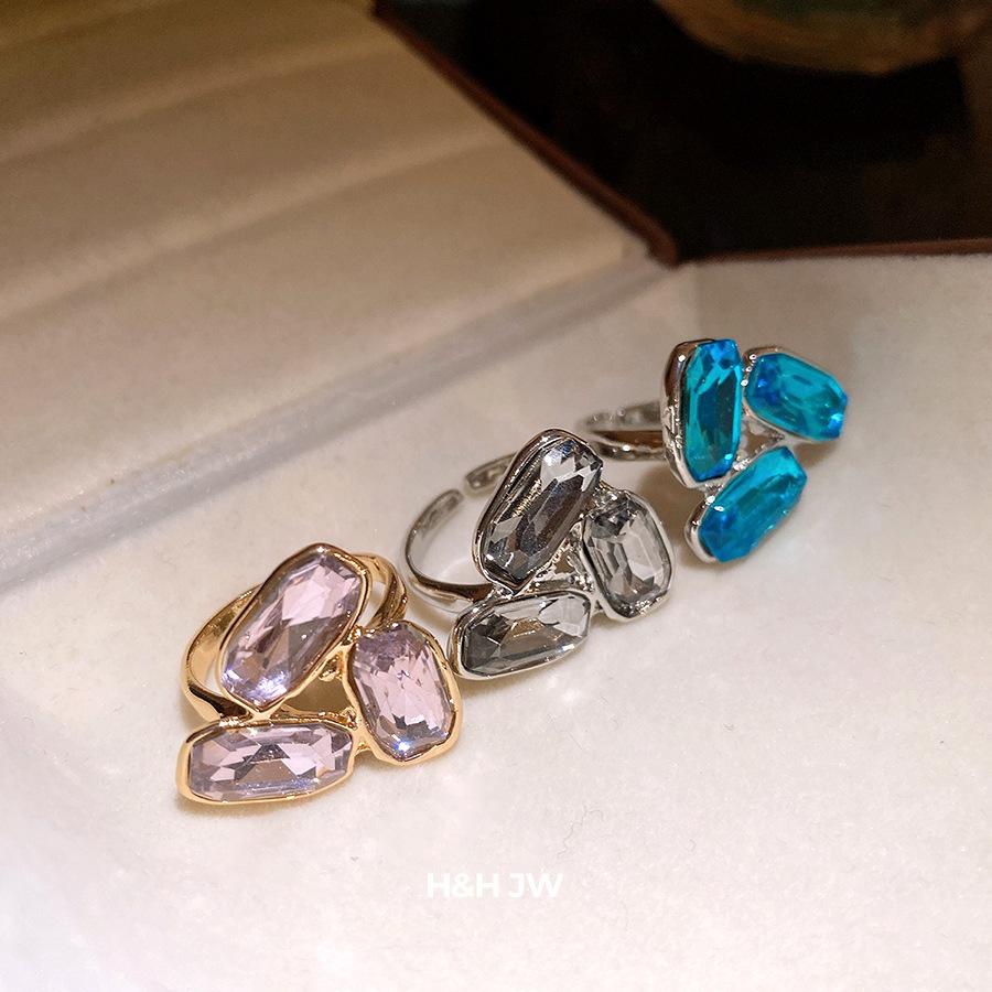 Rhinestone Oval Open Ring Stylish Index Finger Rings Luxury Hand Jewelry for Women