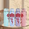 1PC Red Lotus Flower Art 750ml Color Plastic Sports Water Bottle Leakproof Flip Straw Lid Suitable for Sports Office Home Use