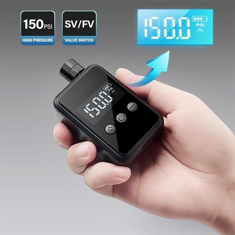 MTB Road Tire 150 PSI Portable Pocket Bike Electric Air Pump Digital Display Mini Fast Compressor