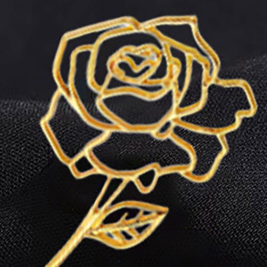Broche de Aleación para Mujer Forma de Flor de Rosa Hueca Pin de Solapa Trajes Abrigos Bolsos Bufandas Insignia Accesorio Versátil