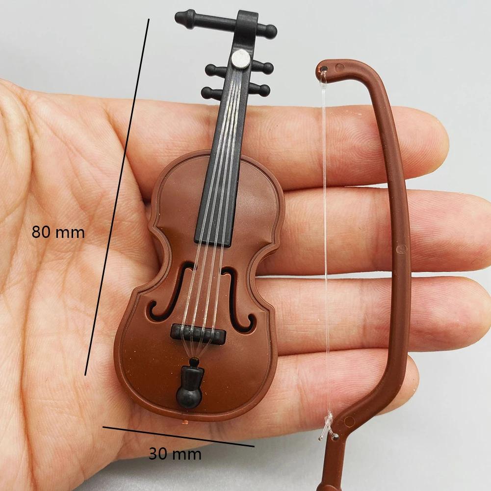 Mini Miniature Violin Home Decor Crafts 1/12 Wooden Simulation Violin Furniture Desktop Violin Decoration Doll House Accessories