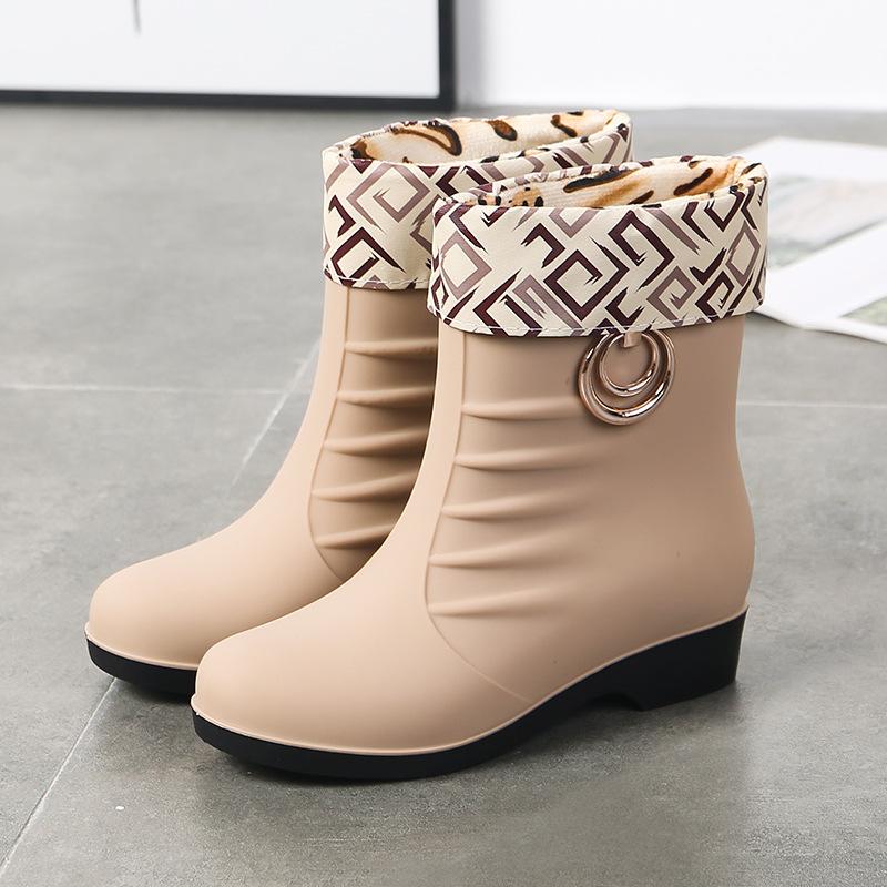 Fashion Women's Rain Shoes Non-slip Water Shoes Work Rain Boots Rubber Boots