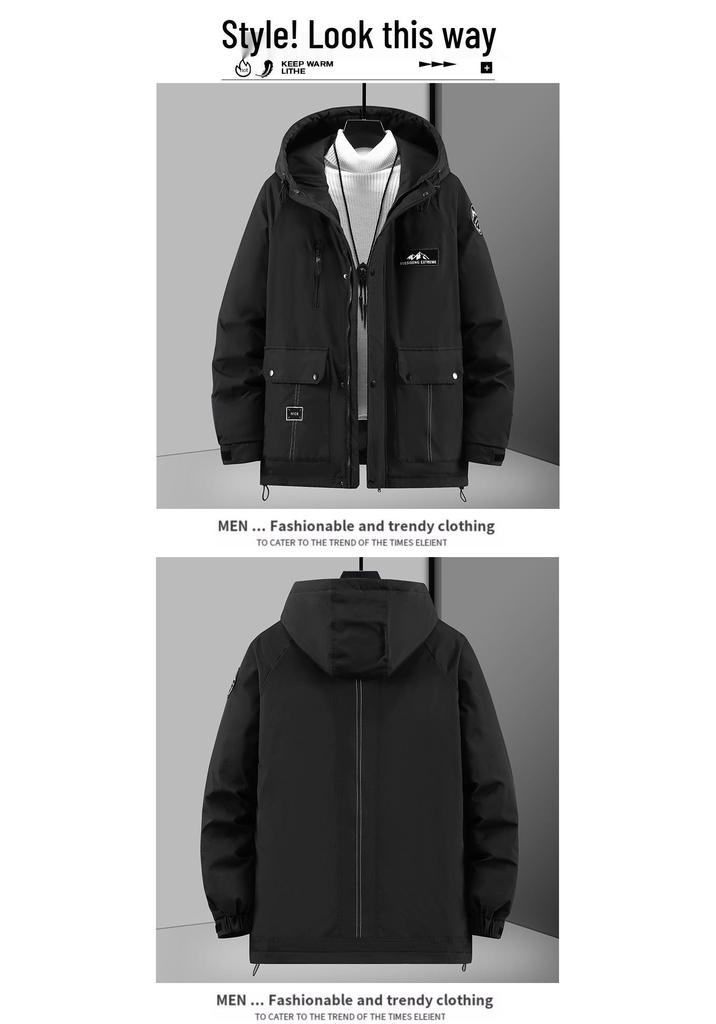 Men's Plus Size Three-Proof Cotton Jacket with Large Pockets - New 2025 Winter Thicken Coat for Workwear