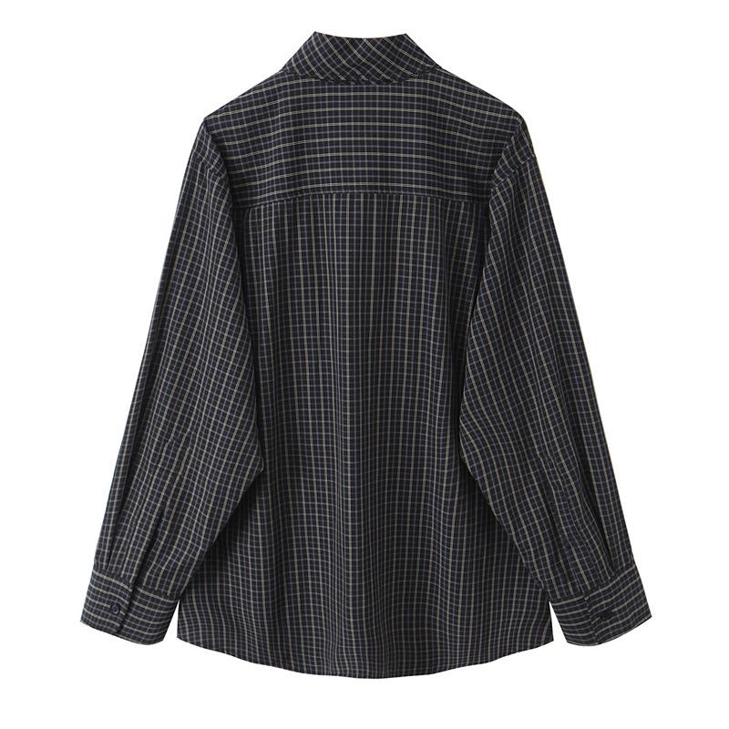 2025 Autumn Plaid Shirt with Cotton Scarf Tie