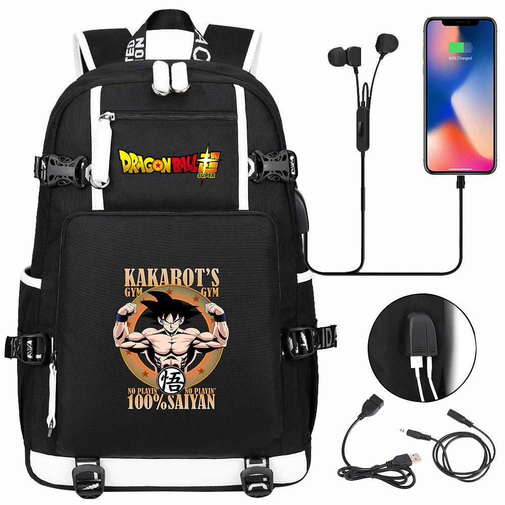 Vegeta Sun Wukong Dragon Ball Ultra USB Headphones Teen Student School Bag Men's and Women's Leisure Travel Backpack