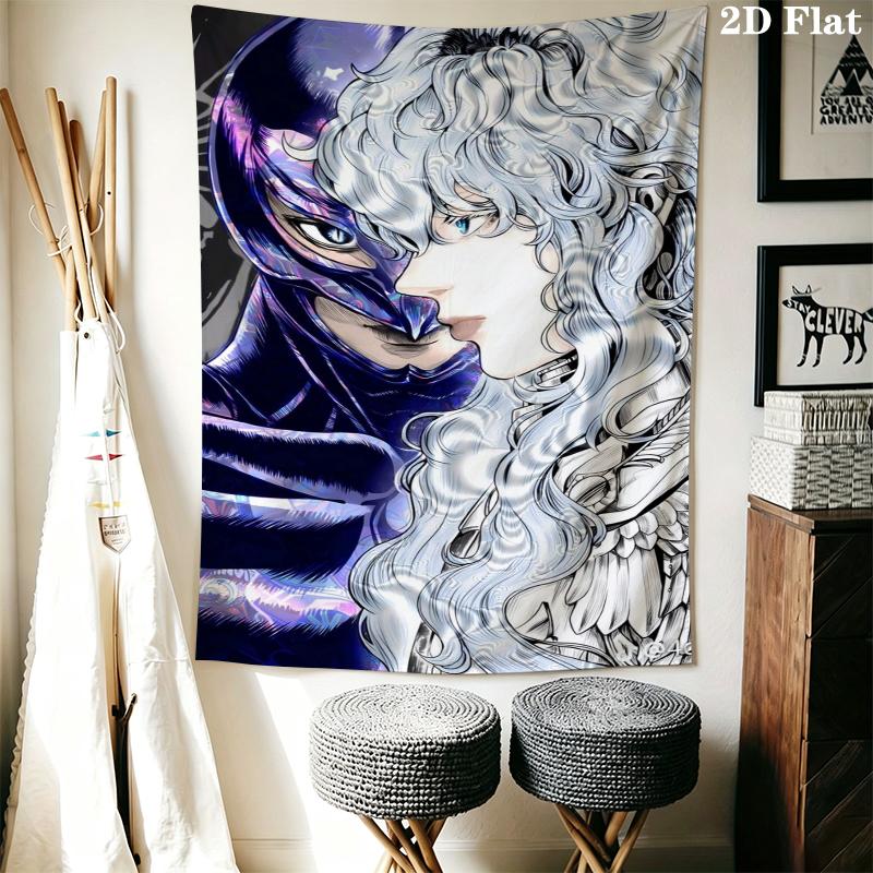 Berserk Wall Tapestry Aesthetic Wall Hanging Printed Fabric Blanket Decorative Tapestries for Bedroom Living Room Home Decor