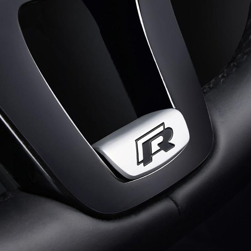 VW Valve Stems Caps 3D Metal Car Steering Wheel Emblem Stickers Decorative Cover For Volkswagen VW RLine R GTI Golf Amarok T5 Phaet EQ1