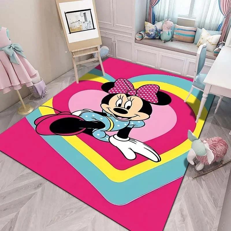 Cute Cartoon Carpet Minnie Mouse Printed Rug for Home Living Room Bedroom Kids Room Decor Non-slip Floor Mat Next Day Shipping
