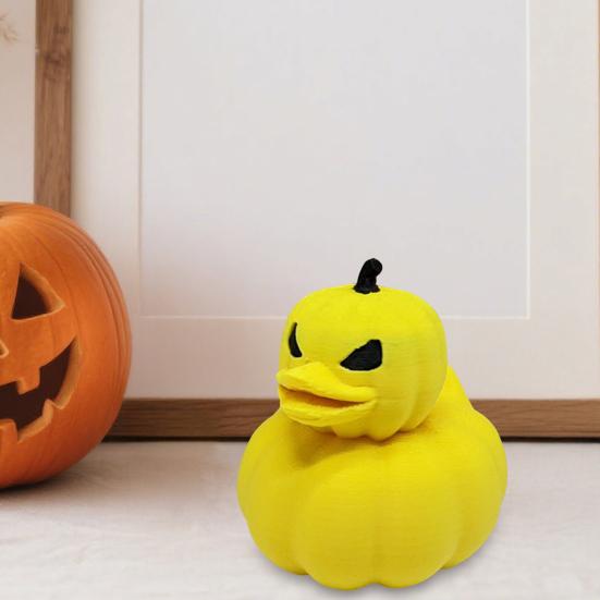 Pumpkin Duck Figurine 3D Printed Halloween Duck Statue Tabletop Duck Pumpkin Centerpiece for Shelves Mantel Entryway Bedroom