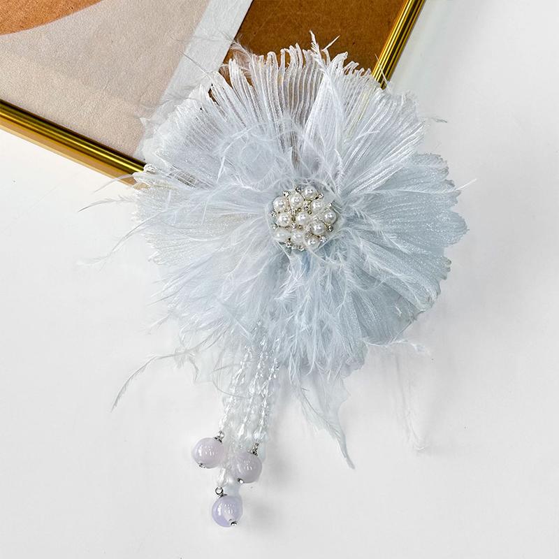 Fairy Beauty Multi-layer Pearl Feather Flower Patches DIY Hairpin Hair Accessories Corsage Applique Sweater Coat Accessories