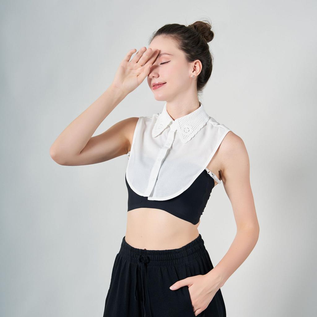 New Hollow Fake Collars for Woman Removable Shirt Detachable Collar Business Sweater White Lace Lapel False Collar Casual