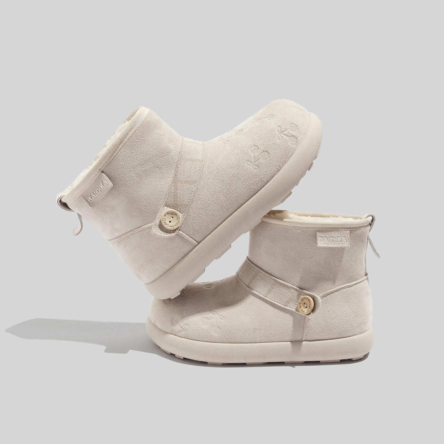 

Fleece thick-soled snow boots women s new niche casual warm short boots winter thickened cotton shoes 35