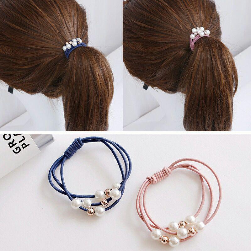 "Korean-Style Nine-Bead Hair Rope Headdress: Fresh and Simple Rubber Band Hair Accessory"
