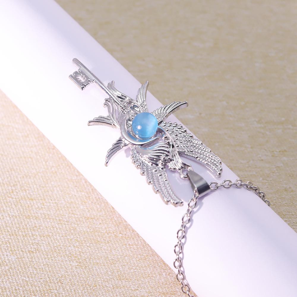 Retro European Moonlight Gem Angel Wings Pendant Necklace - Trendy Unisex Jewelry