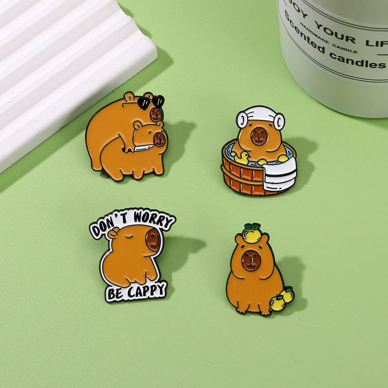 Cute Cartoon Capybara Enamel Brooch Backpack Hat Decoration Alloy Lapel Pin Badge Clothing Accessories