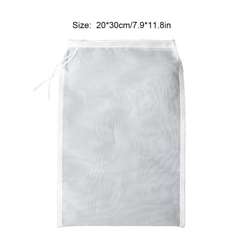 EDHUUJSI Nylon Strainer Bag, Easy To Clean, Healthy and Safety Nylon with Rope, Versatile, White, 300 Mesh, 20x30cm
