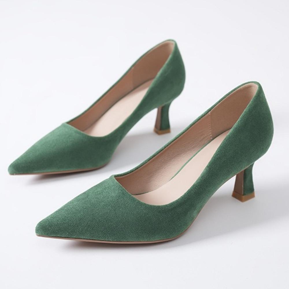 High Heels Women's Spring and Summer New Black Suede Light Mouth High Heels Pumps Women Solid Color Pointed Fashion Work Shoes