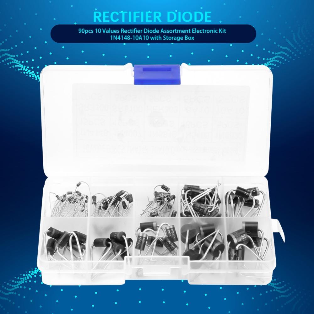 90PCS 10 Values Rectifier Diode Assortment Low Leakage Diode Bridge Kit  Component Replacement