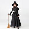 Womens Halloween Costume Set Black Witch Cosplay Outfit Dress Hat Belt Party Stage Role Play