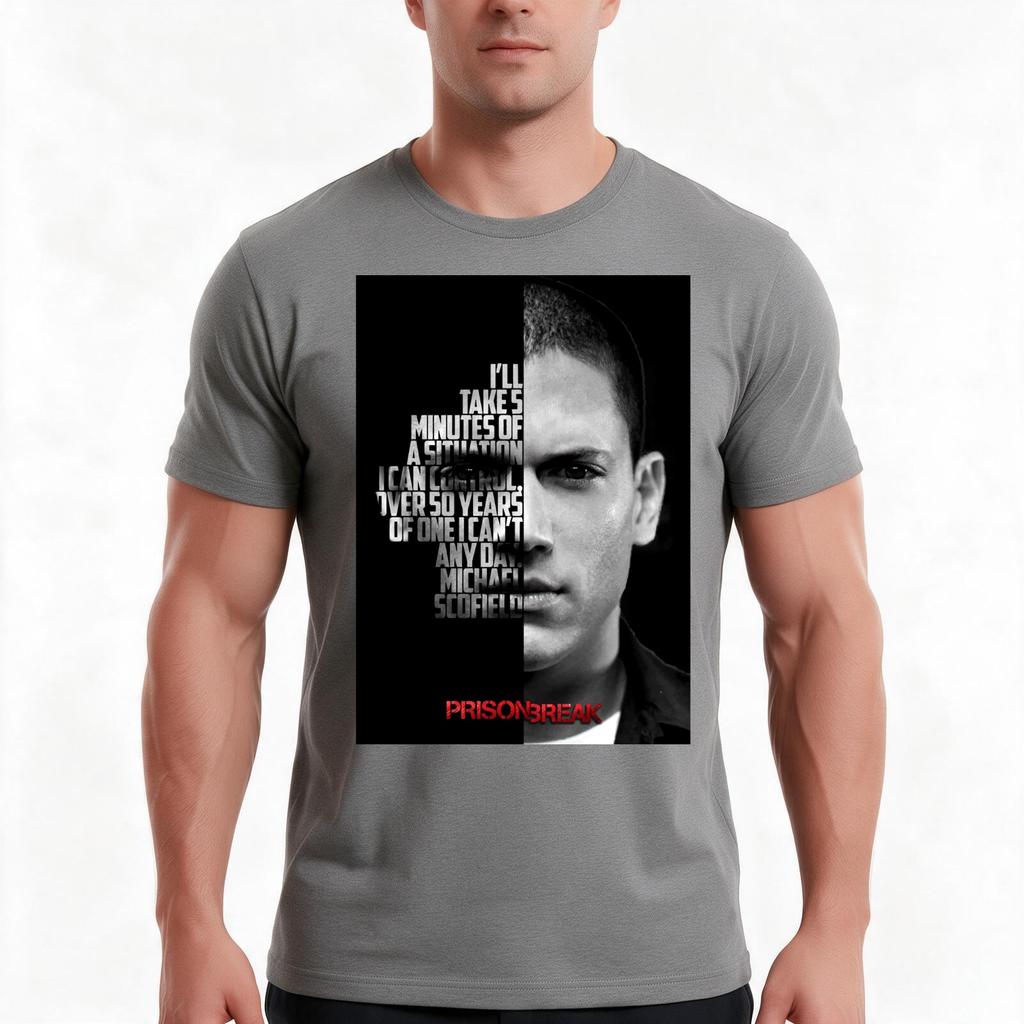 Black And White Michael Scofield Prison Break Quote Tshirt Summer Casual Cotton Tee Oversized Streetwear Tops 100 Cotton