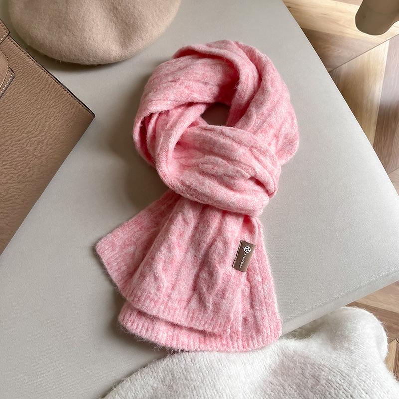 Korean Winter Fashion Versatile Solid Color Wool Blended Women's Scarf Warm High Quality Scarf Birthday Gift