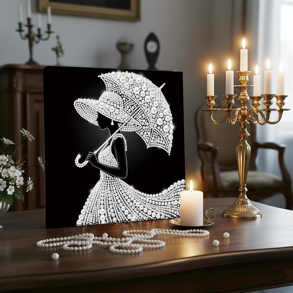 DIY Perlenpunktmalerei-Set für Erwachsene/Anfänger Elegante Wohnkultur Perlen Edelsteinmalereien Bild Kunsthandwerk 25x25cm Mit Rahmen