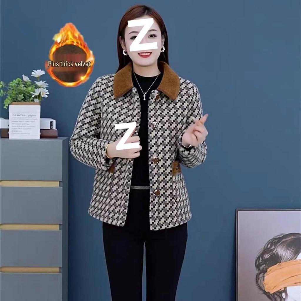 Velvet Lined Warm Winter Jacket 2025 - Chic Short Style for Middle-aged & Elderly Women