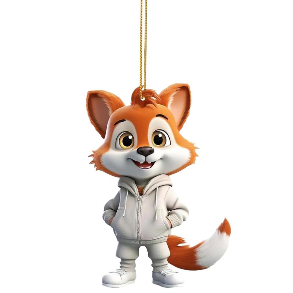 Cute Little Fox, 2D Flat Acrylic, Decorative for Car Pendants, Gifts, Christmas, Halloween