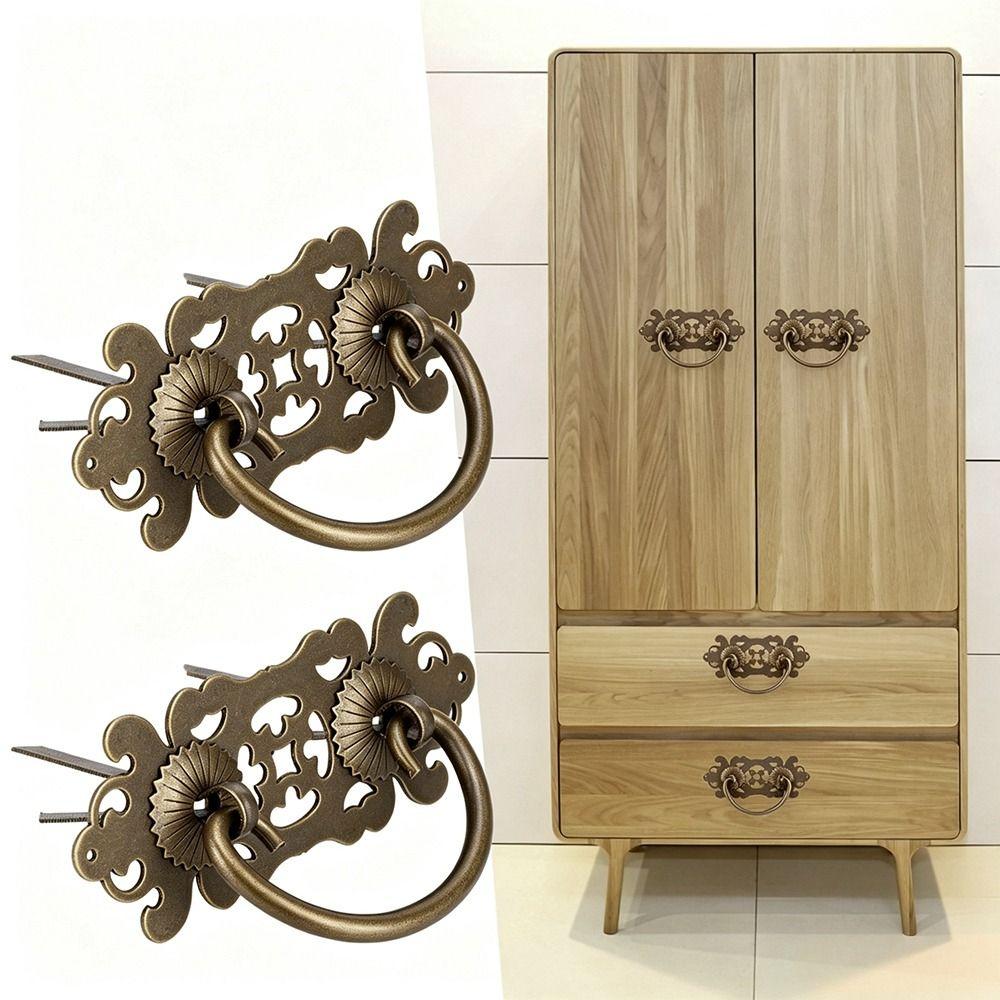 2pcs Easy Install Cabinet Pulls 10.2*4.1cm Furniture Handles Antique Drawer Handles  Drawers