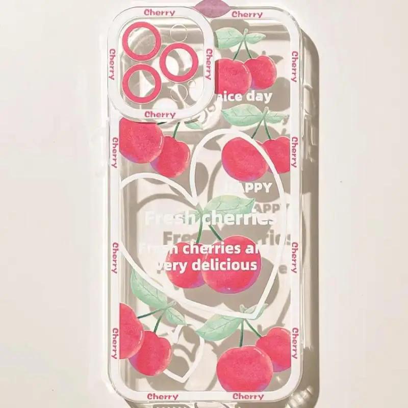 INS Red Cherry Floral Case for Samusng Galaxy S25 S24 Ultra 5G S22 S23 Plus FE A56 A16 A15 A55 A36 A26 A54 A35 A14 A34 A53 Cover
