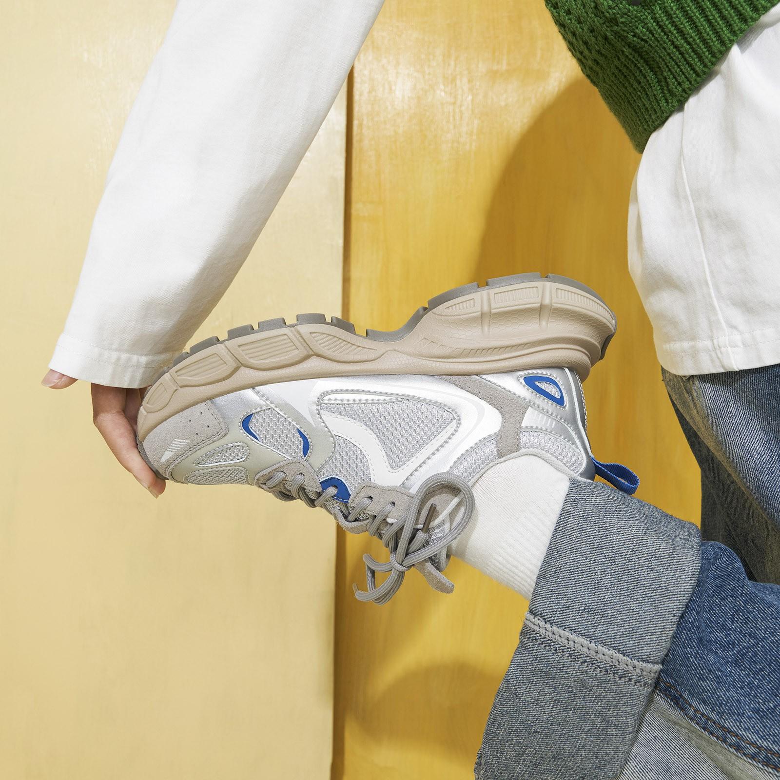 

Ma Speedism Daddy Shoes 2025 New Fashion Casual Sneakers Women s Spring Light and Versatile Thick-soled Breathable Single Shoes 40 серебряный