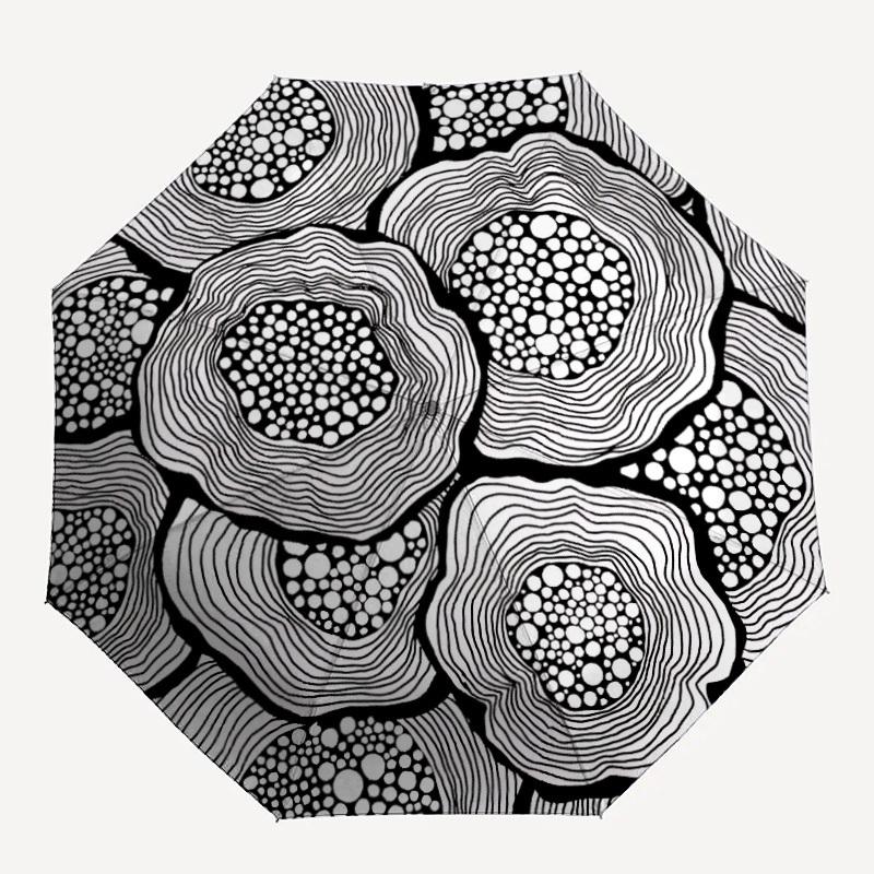 

1 шт. Парасолька з візерунками у вигляді кіл, автоматичне відкриття/закриття, компактна складна парасолька, всесезонна портативна парасолька для жінок/чоловіків F1124343