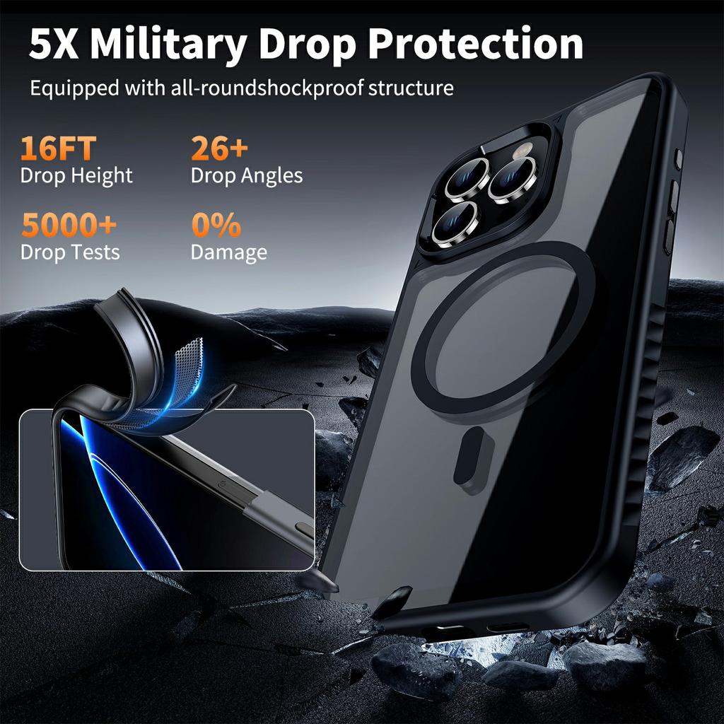 Etui do iPhone 16 Pro Max Kompatybilne z MagSafe TPU + PC Odporne na wstrząsy Tylna osłona telefonu